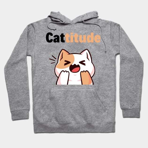 Moody Cat With A Cattitude Hoodie by LetsGetInspired